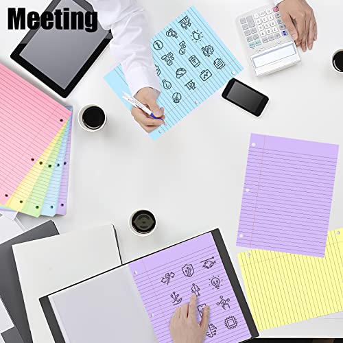 Koogel Binder Refills Paper, 500 Sheets Lined Filler Paper Refill Pads 3 Holes Punch for A4 Notebook 3-Ring Binder Planner School Office 5 Colors