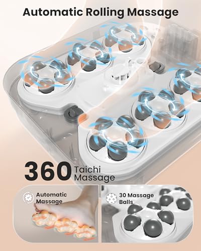 COMFIER 2026 Folding Foot Bath with Heating, Shower & Temperature Control, Foot Bath with 30 Shiatsu Massage Balls, Automatic Massage & Anti-Splash Design, Wellness Gift for Men and Women