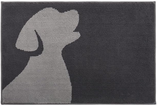 50×80cm Felpudo Entrada Interior Antideslizante y Absorbente, Alfombra de Microfibra Lavable con Base de Goma para Cocina, Baño, Puerta y Mascotas, Perro Antracita