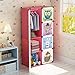 KOUSI Kids Dresser Kids Closet Portable Closet Wardrobe Children Bedroom Armoire Clothes Hanging Storage Rack Cube Organizer,Cute Cartoon,Safety & Large & Sturdy (Pink, 28