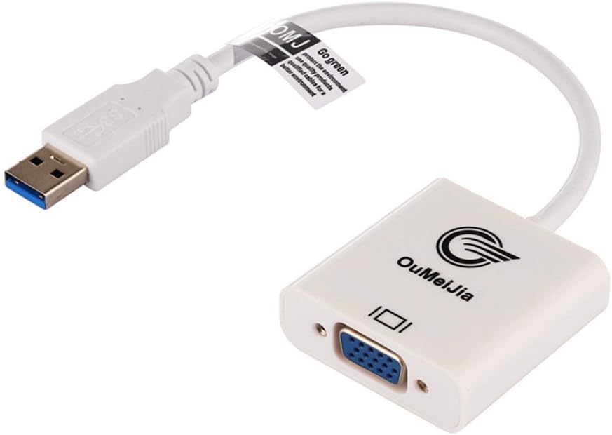 Oumeijia USB 3.0 to VGA Multi Monitor External Video Card Adapter for Windows 7/8/10 Multiple Monitors (White)