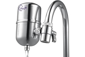 WINGSOL WINGSOL Faucet Alkaline Water Filter, Stainless-Steel 360° Rotating Water Filter for Sink, Improves pH and Taste, Reduces Chlorine, Odor, Sediment, 200G, Sink Water Filter, WS-FM001-PC