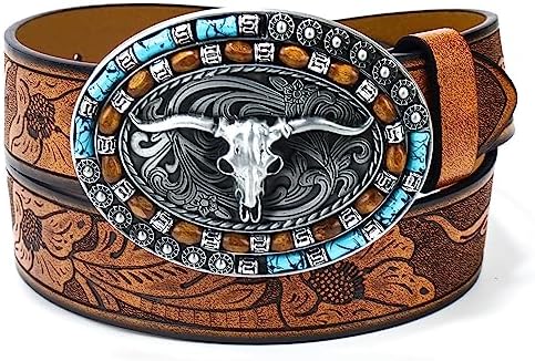 Amazon.com: UTOWO Western Cowboy Belt with Turquoise Decor 