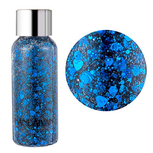 Holographic Body Glitter Gel Set, 6 Bottles Total 180ml Cosmetic Chunky Glitter Flakes Gel, Sparkles for Festival Party Face Makeup, Hair, Eye and Lips Shimmer (6 Colors)
