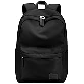 HOMIEE Lightweight Casual Laptop Backpack Fits 15.6 Inch Computer, Water-Resistant Small Daypack Cute Unisex Bookbag for College Work Travel, Black