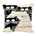 NYKKOLA Soild Linen Cute Cat Throw Pillow Covers Set of 4, Decorative Pillowcase Cushion Cover for Sofa Bedroom Car 18 x 18 Inch 45 x 45 cm (Style 13)
