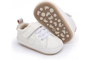 SABATUTU Baby Boys Girls Leather PRE-Walking Sneakers Toddler Anti-Slip Rubber Sole Infant Lightweight First Step Shoes