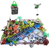 Gifts2U Mini Dinosaur Toys Playset 100 Piece in a Portable Storage Bucket, Jurassic Dinosaur World Education Toys for 3 to 6 Years Old