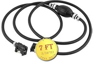 Afa Motors Fuel Line Hose with Connector, Boat Fuel Line 5/16inch with Primer Bulb Steel Hose Clamps for Marine Outboard Boat Motor RVs Fuel Line