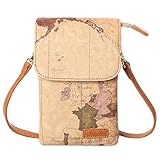 MINICAT World Map Series Synthetic Leather Small Crossbody Cell Phone Purse Wallet Smartphone Bags For Women (Map)