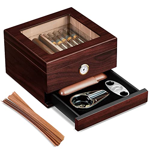 Cigar Humidor Box, Spanish Cedar Cigar Humidor Storage Box Holds 5060