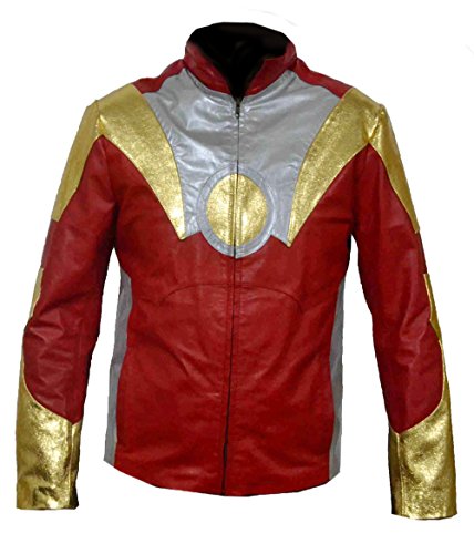 MSHC Special Ironman Red Faux Leather Jacket XXS-5XL Red Golden Silver