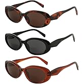 JiSoo Oval Bifocal Reader Sunglasses Women, Small Cute Reading Sunglasses with Bifocals 3Pack Sun Readers