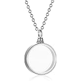SIYUU Floating Glass Locket Urn Necklaces for Ashes Stainless Steel Cremation Jewelry Memorial Ashes Holder Keepsake Funeral Jewelry