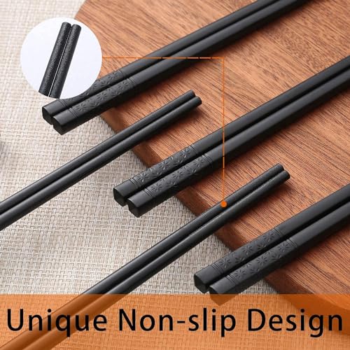 HIWARE 10 Pairs Fiberglass Chopsticks Reusable Chopsticks Dishwasher