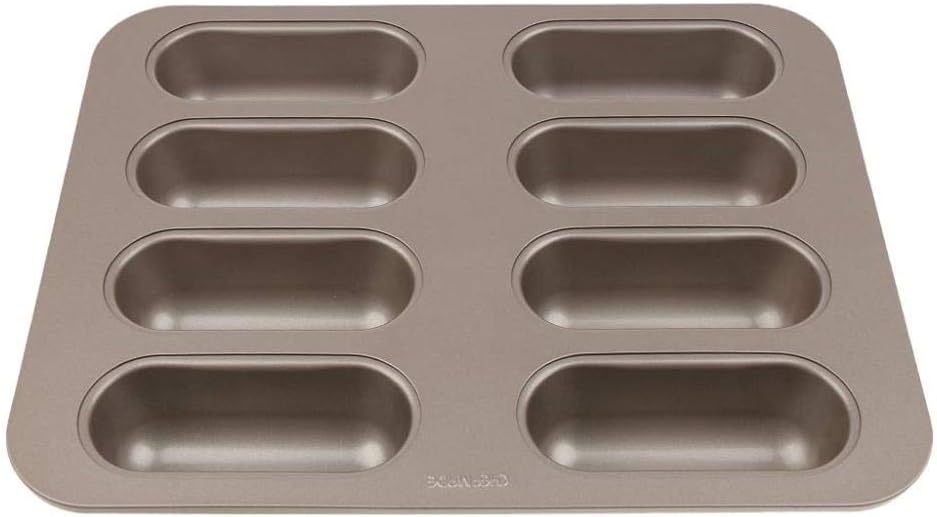 NewbieBoom Non-Stick Metallic Hotdog Buns Pan Baking Mold Easy Hot Dog Bread Maker,1
