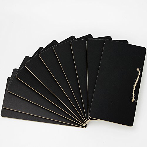 2087 Rectangle Mini Chalkboard Sign for Wedding, Kitchen, Restaurant Signs, Black, Set of 10 (3.5"W X 7"L)
