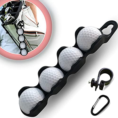 RE GOODS Golf Ball Holder – Large Capacity Holds 4 Golf Balls, Carabiner and Clip for Easy Attachment (Only Golf Ball Holder)