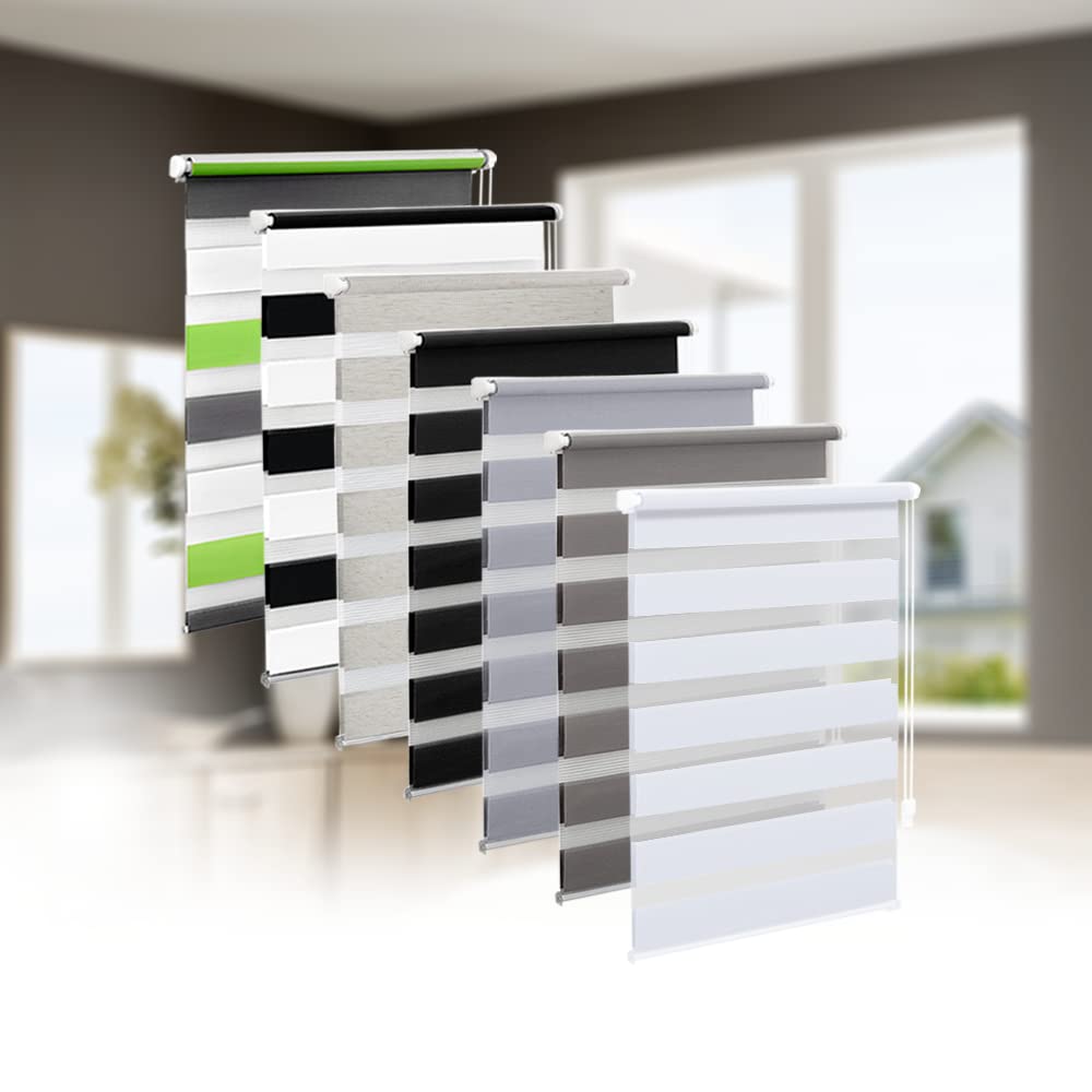 Double Roller Blind with Klemmfix No Drilling Required Transparent and Opaque Privacy Screen Roller Blind with Clamping Supports for Windows (White, W x H = 60 cm x 130 cm)