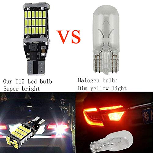 4pcs 912 921 T15 W16W LED Reverse Backup Trunk Cargo Light Bulbs Super Bright 4014 45 SMD 4014 Chipsets CANBUS Backup Light 6500K 4.5W Xenon White