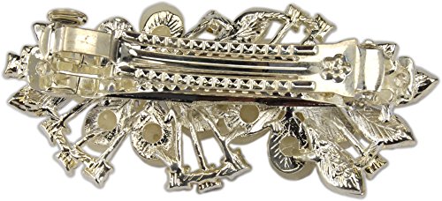 Bridal Rhinestone and Pearl Hair Barette - 3.5"