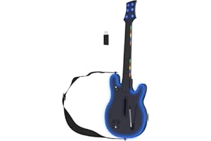JOYTORN Wireless Guitar Controller Compatible with PS4/PC/PS3, Wireless Guitar Remote with Strap/RGB Light for Guitar Hero,Rock Band Games-Sleek Black