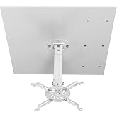 VIVO White 2 x 2 ft Drop Ceiling Projector Mount, MOUNT-VP08DP | Universal, Suspended Drop-in Ceiling Tile, 12.5 in Mounting Range, Adjustable, 23 in Extension, No Drilling, Holds 29.7 lbs