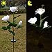 Homeleo Solar Powered Garden Flower Lights Outdoor, Waterproof Artificial Rose Decorative Lights for Christmas Garden Backyard Patio Pathway Front Yard Decoration- White
