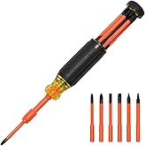 Klein Tools 32306INS 6-in-1 Insulated Multi-Bit Screwdriver, Multi-Bit Driver with Auto-Locking Collar, 1000V Rated, In-Handle Bit Storage