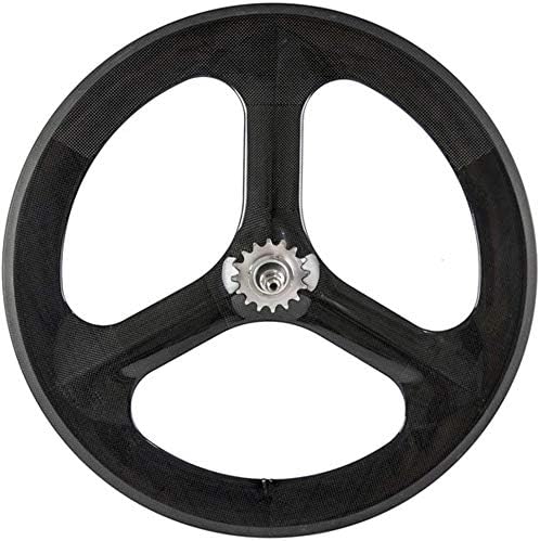 Carbon Fixed Gear Rear Wheel 700c Tri Spoke 3-Spoke Rim Single Speed Bike/Fixie Bicycle Back Wheel Clincher Type 70mm Depth 23mm Width Track Bike Wheel