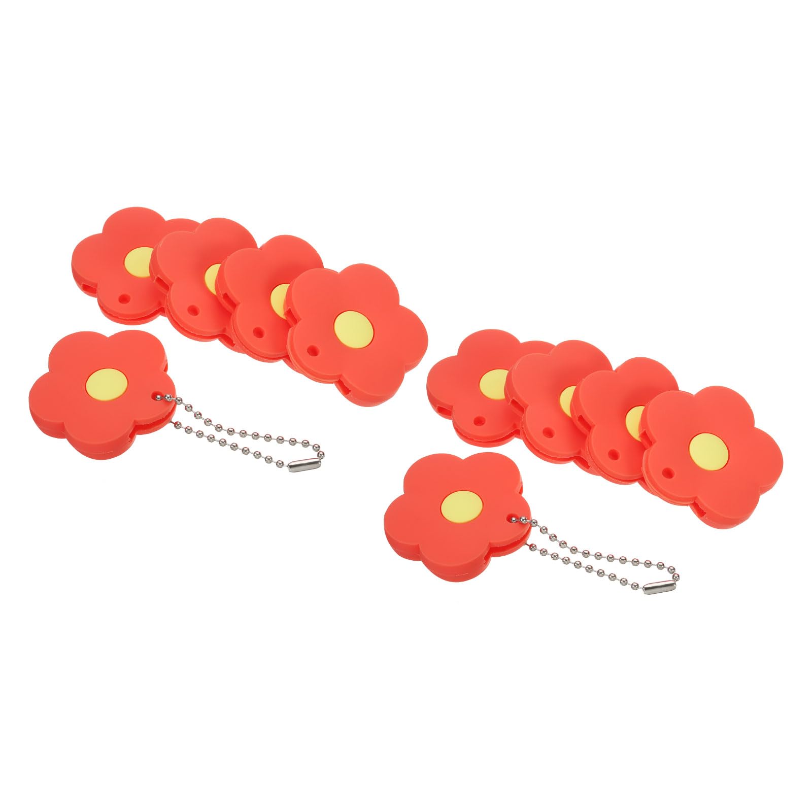 PATIKIL Key Caps Covers, 10 Pack Flower Keys Ring Coding Tags Identifiers PVC Case Shell Protector for Office House Apartment, Orange