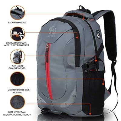 HEROZ Harbour Unisex Nylon 28 L Travel Laptop Backpack Water Resistant Slim Durable Fits Up