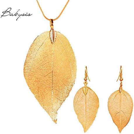 Real Natural Filigree Leaf Long Pendant Necklace Trendy Bohemian Jewelrynatural woodland jewelry, boho necklace, Valentine's Day Gifts (Rose gold)