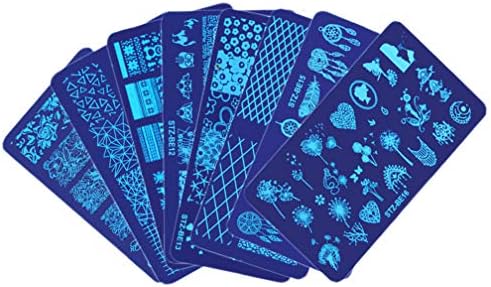 AIFAIFA 8PCS Nail Art Stamping Plate, with Deer, Snowflake, Gift, Bird, Fox, Flower, Dream Catcher Pattern