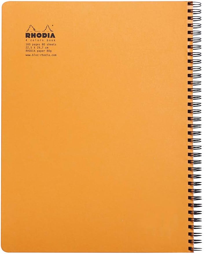 RHODIA 19320C, Spiral Notebook (Full Bound) 4coloRsbook Black or Orange, A4+, Small Squares - Image 5