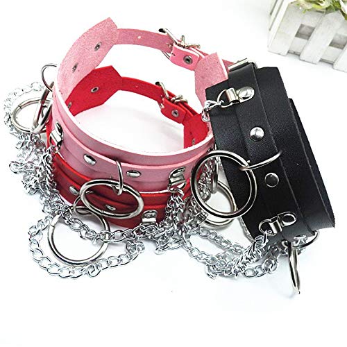 Collare-in-Pelle-Jewelry-Choker-Regolabile-Punk-Breve-Clavicola-Collana-Geometrica-Archetto-Collo-Con-Le-Decorazioni-a-Catena