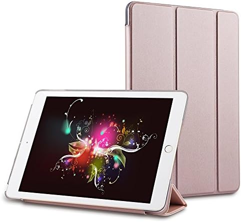 New iPad 2017 iPad 9.7 inch Case, Teeyu Ultra Slim Lightweight Smart Case Trifold Stand with Auto Sleep/Wake Function, Microfiber Lining, Hard Back Cover for Apple New iPad 9.7-inch,Rose Gold