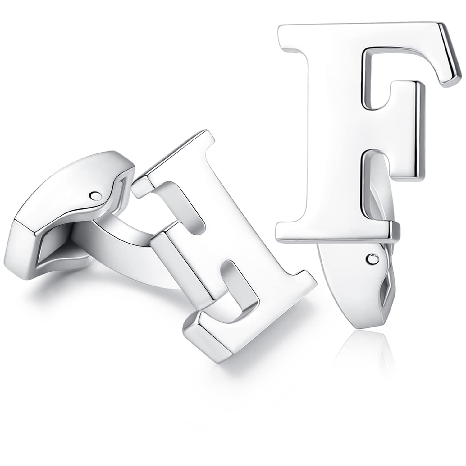 HONEY BEAR Hanana Mens Initial Alphabet Letter Cufflinks for Wedding Marriage Gift Silver