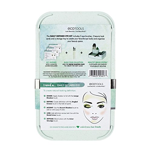EcoTools--Cruelty Free Daily Defined Eye Kit--Includes: Large Shadow, Angled Crease, Accent Shadow, Detail Liner, Liner Smudge Brushes