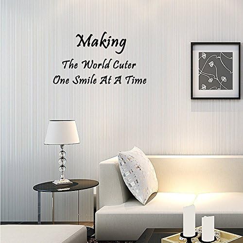 Making The World Cuter One Smile At A Time Vinyl wall art inspirational quotes and sayings home decor decal sticker Size: 22''x 15''