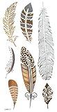 Gold & Silver & Black feather design Metallic Temporary Tattoos, tattoo Size: 6.69x3.94 by LuTech