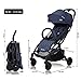 Beberoad R2 Ultra Compact Lightweight Travel Folding Baby Newborn Stroller with Waterproof Canopy and All Wheels Suspension, Jeans Blue