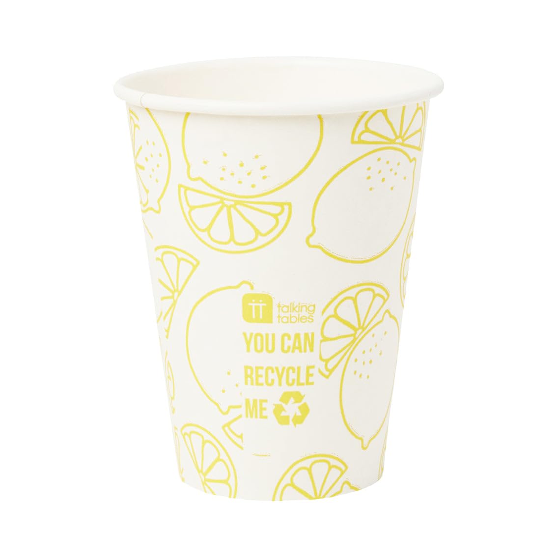 Talking Tables Yellow Lemon Print Paper Cups, Pack of 8 341ml (12oz) | Disposable, Eco-Friendly, Home Recyclable | Tableware for Indoor or Outdoor Dining, Birthday, Garden Party, Summer, BBQ, Picnic