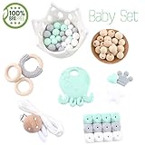 Baby Love Home Baby Teething Accessories Silicone Octopus Pendant Wooden Beads DIY Jewelry Nursing Necklace Pendant Infant Waldorf Toy Baby Shower Gifts
