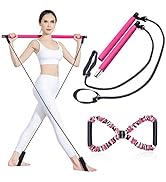 BQYPOWER Pilates Bar Kit with Resistance Band, Portable Yoga Pilates Stick 8 Shape Chest Rally Pu...