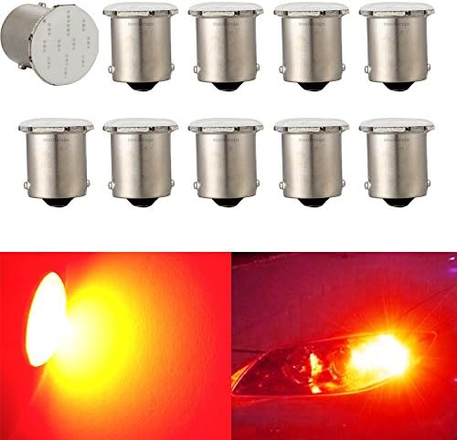 Nuokexin 10Pcs 1156 COB 12-SMD p21w R5W Auto Led Car Bulbs BA15S Turn Signal Reverse Lights (Red)