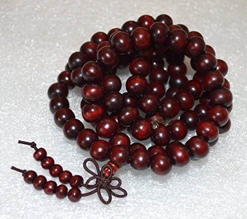 Rosewood mala beads necklace 10 mm 108+1 buddhist prayer beads japa mala Red sandalwood mala beads - Energized for chanting mantra Chakra mala w/ Rosary pouch - US Seller