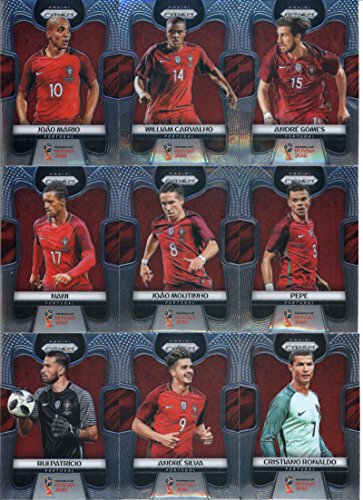 2018 Panini Prizm World Cup Soccer Portugal Team Set of 9 Cards: Cristiano Ronaldo(#154), Andre Silva(#155), Rui Patricio(#156), Pepe(#157), Joao Moutinho(#158), Nani(#159), Joao Mario(#160), William Carvalho(#161), Andre Gomes(#162)
