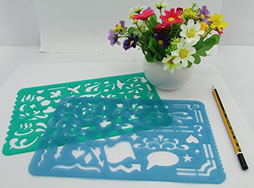 Set of 2 Artistic Drafting Art Templates of Various Shapes and Designs for Artists and Art & Craft Projects