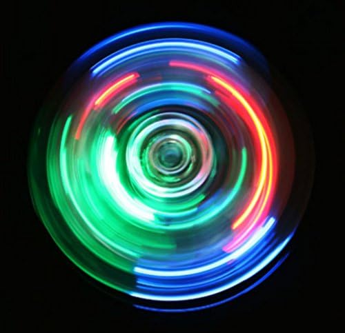 Fidget Spinner Crystal The Anti-Anxiety 360 Spinner Helps Focusing Toys 3D Figit Premium Quality EDC Focus Toy for Kids &amp; Adults - Stress Reducer Relieves ADHD Anxiety With LED lights (Clear)